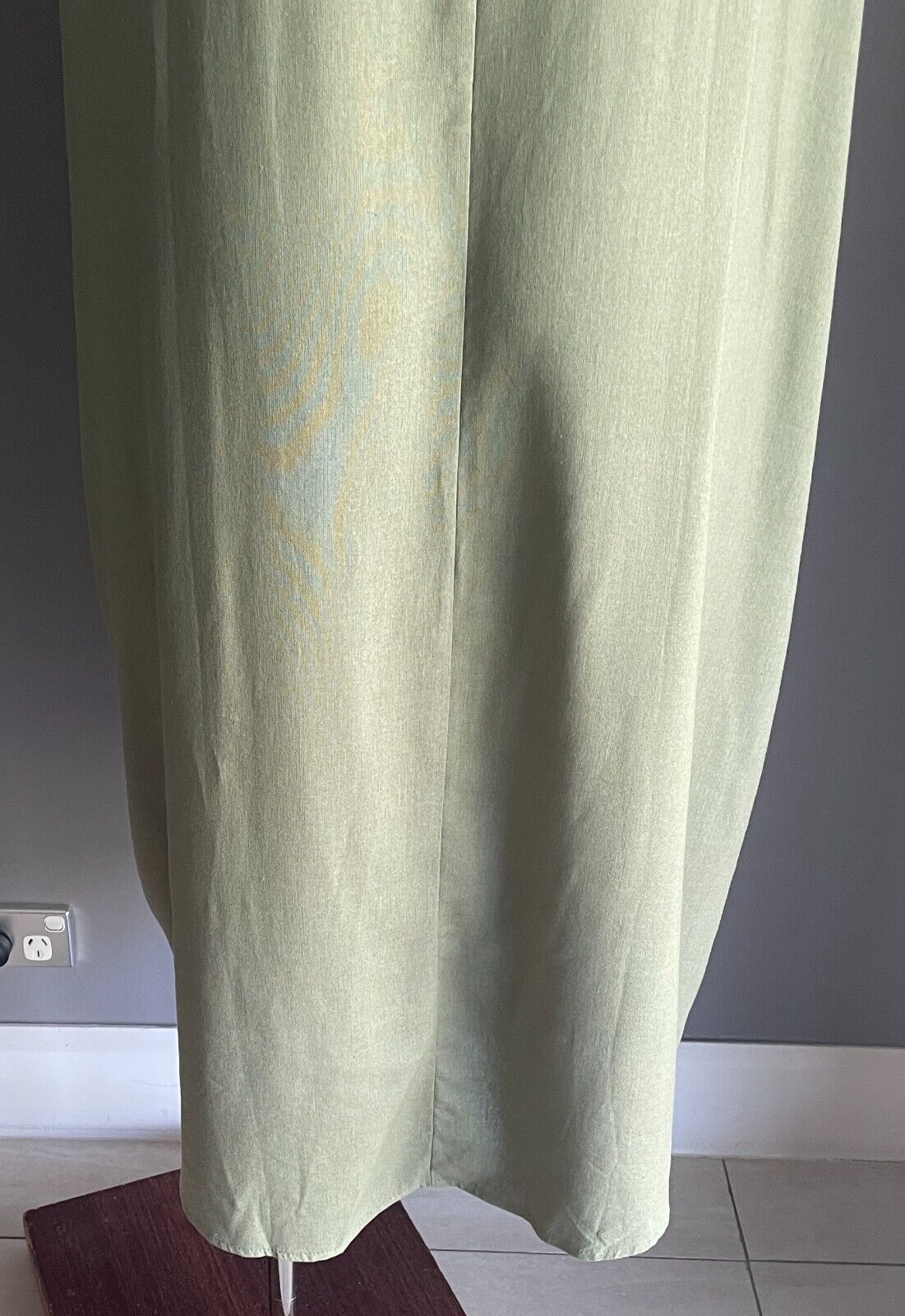 BEME Hi-Lo Dress Khaki Extended Sleeve Linen Blend Zip Front Pocket Size 20