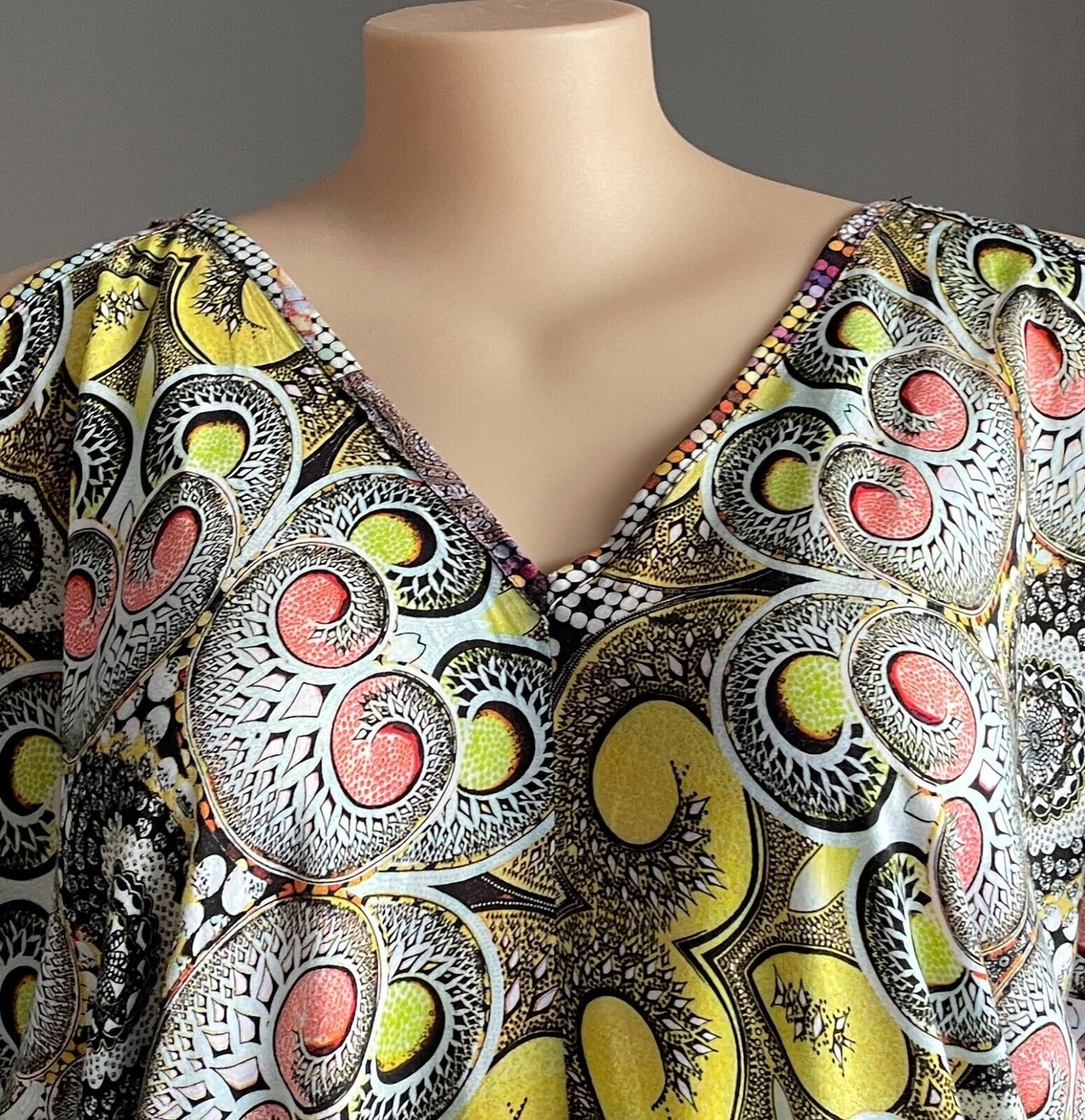 Maxi Dress B.B.B Top MultiColoured & Print Cold Shoulder Tie Kaftan Sz 24 26
