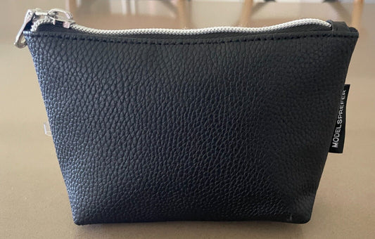 Makeup Bag MODELS PREFER Black Pebble PVC Zip Top Small Size 16cmW x 11.5cmH NEW