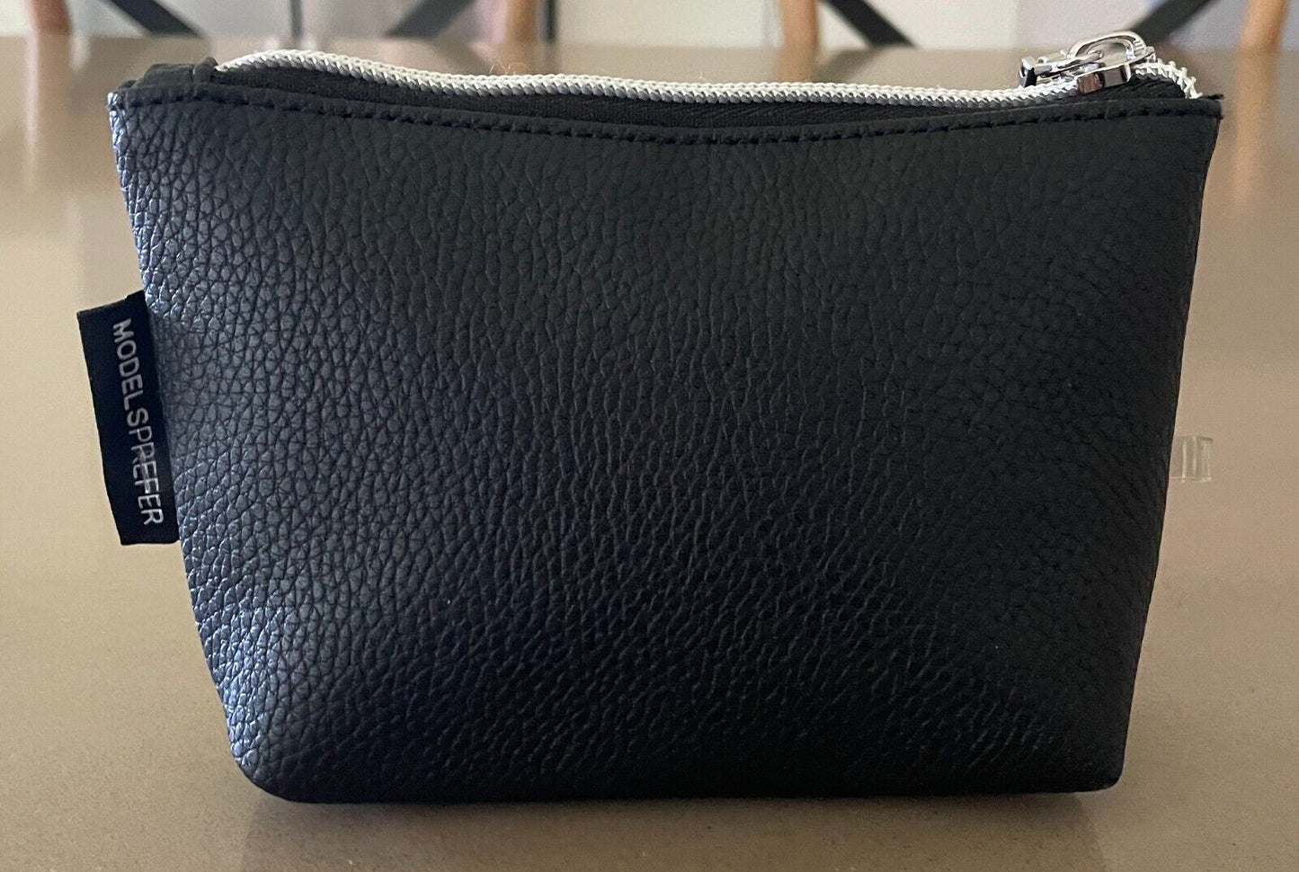 Makeup Bag MODELS PREFER Black Pebble PVC Zip Top Small Size 16cmW x 11.5cmH NEW