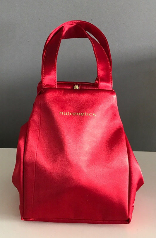 Makeup Bag NUTRIMETICS Red Promotional Fabric Medium Size Cosmetics Handles NEW
