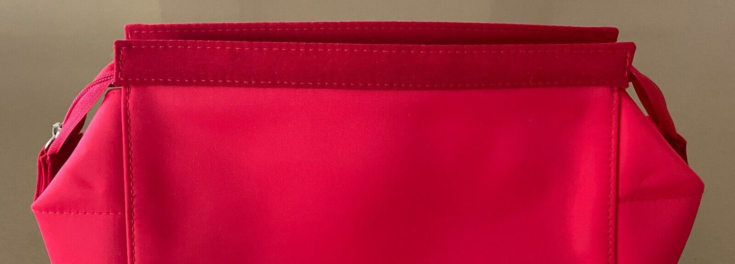 Makeup Bag CLARINS Red Fabric Large Size Zip Top Cosmetics Skin Care Travel NEW