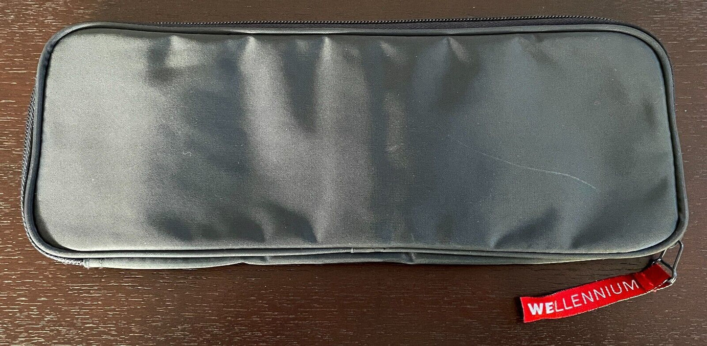 WE MEN Neck Tie w Zip Bag Black Grey Light Blue Print Storage TRAVEL Case