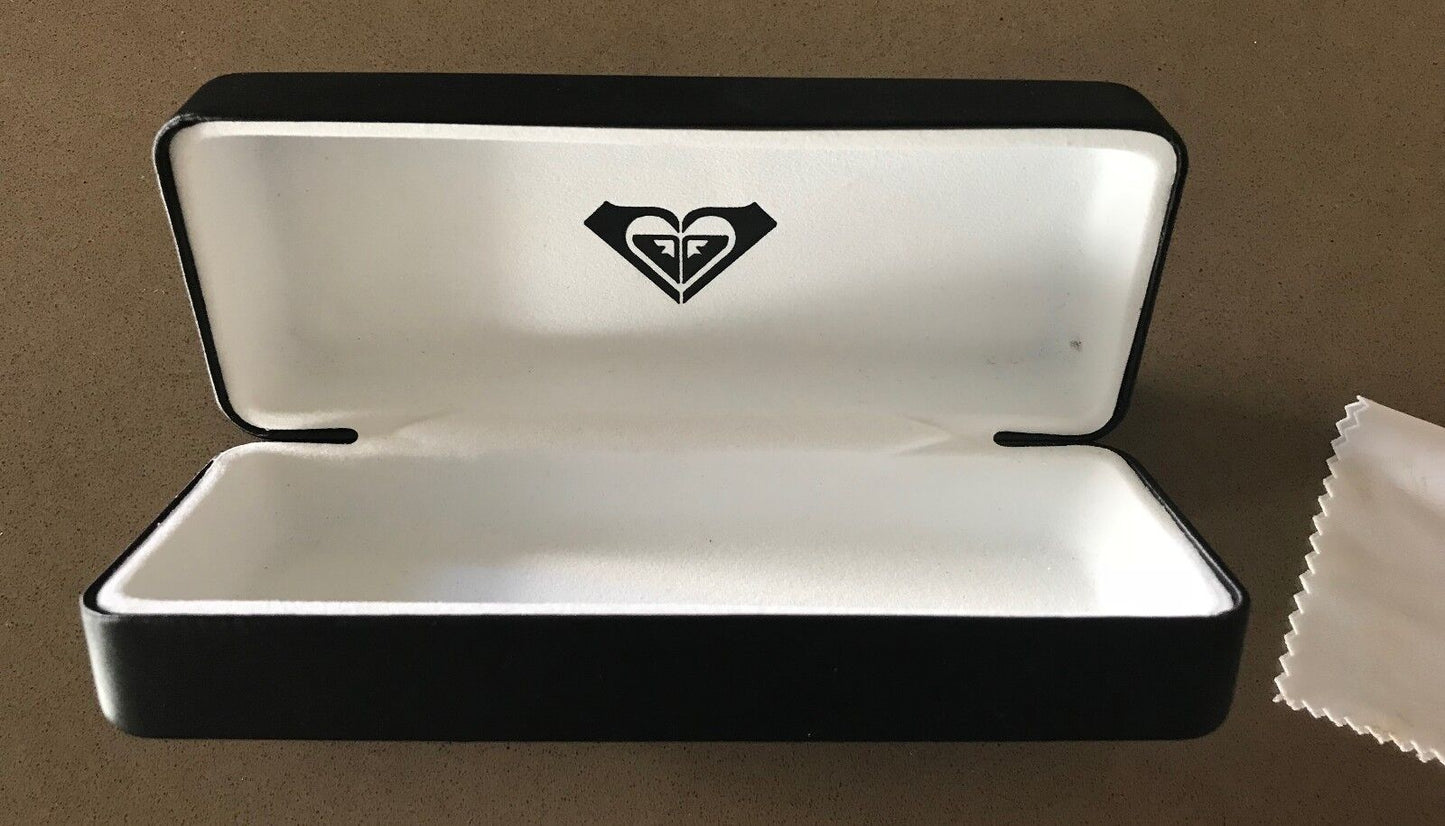 ROXY Logo Black SunGlasses Hard Case Cover Cleaning Cloth EMPTY CASE -NO Glasses