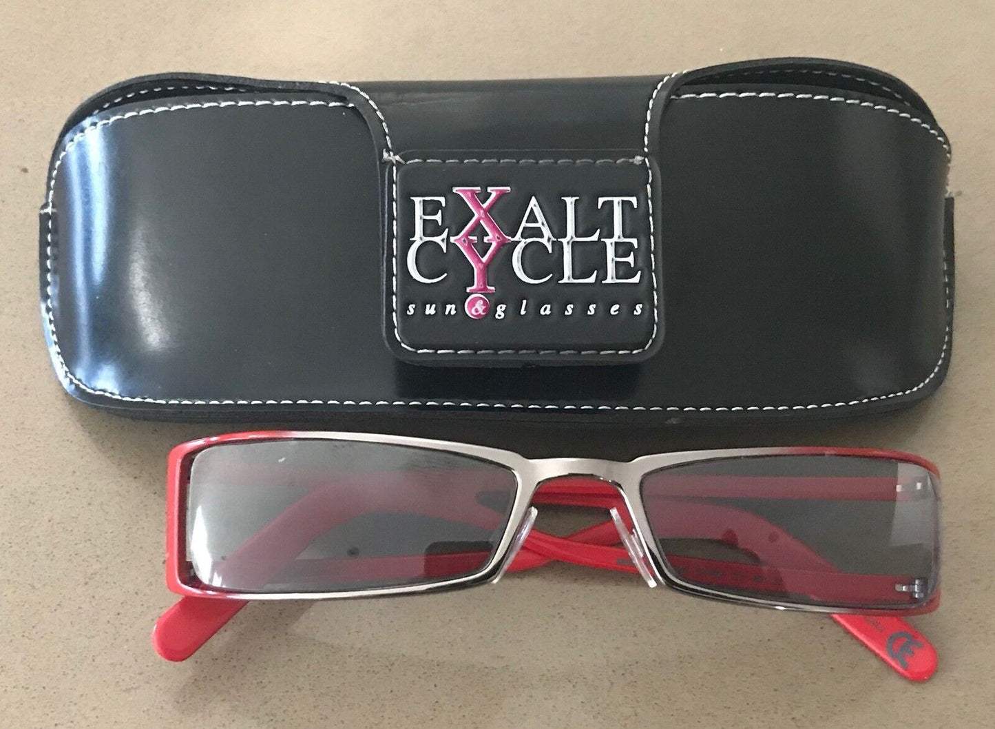 EXALT CYCLE SunGlasses Branded Case Red Grey Frame Made in Italy NEW w Glasses