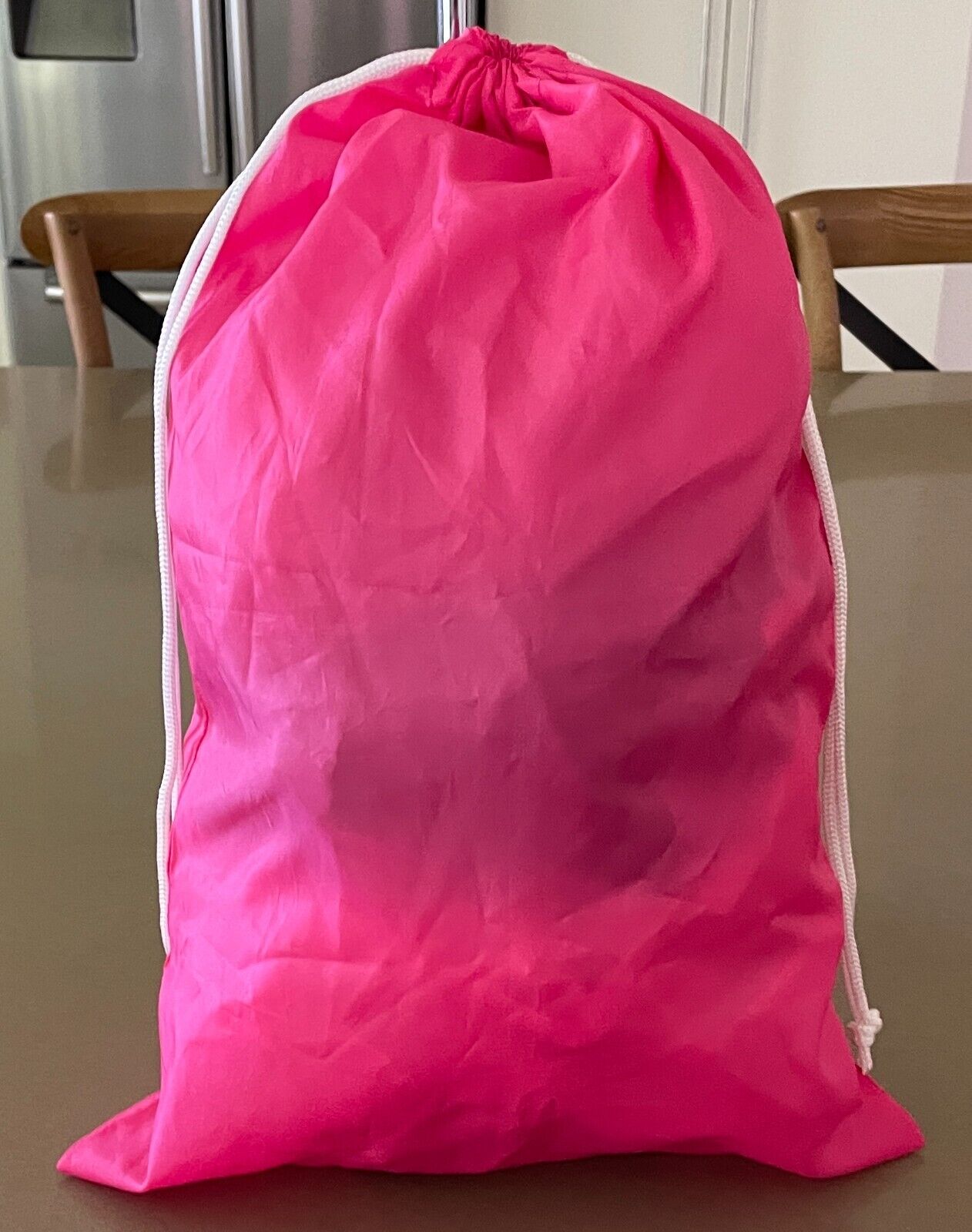 Drawstring Pouch Bag FLEXIBLE CASE Pink Nylon 29 W x 44cm H Travel Storage Shoes