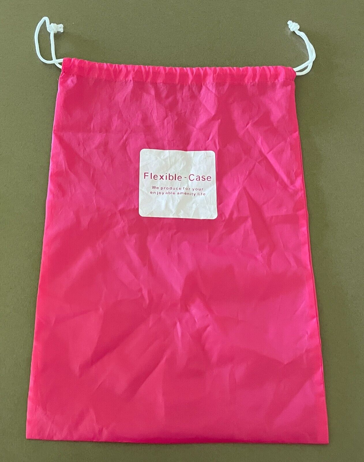 Drawstring Pouch Bag FLEXIBLE CASE Pink Nylon 29 W x 44cm H Travel Storage Shoes