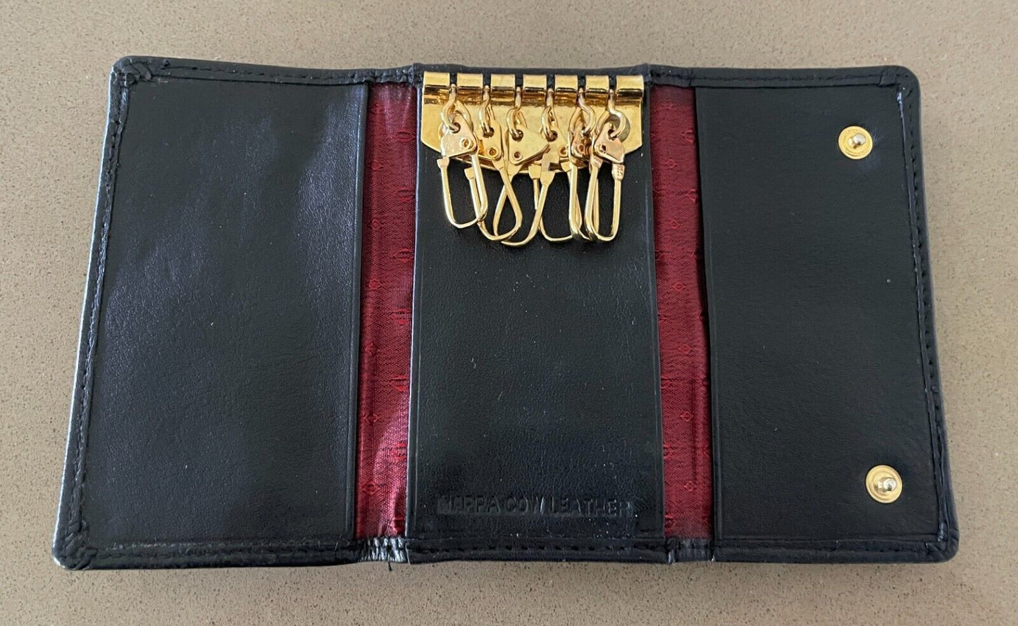 Leather Wallet Key Holder Case PRIDE Black 12 Keys Reversible Unisex NEW in Box