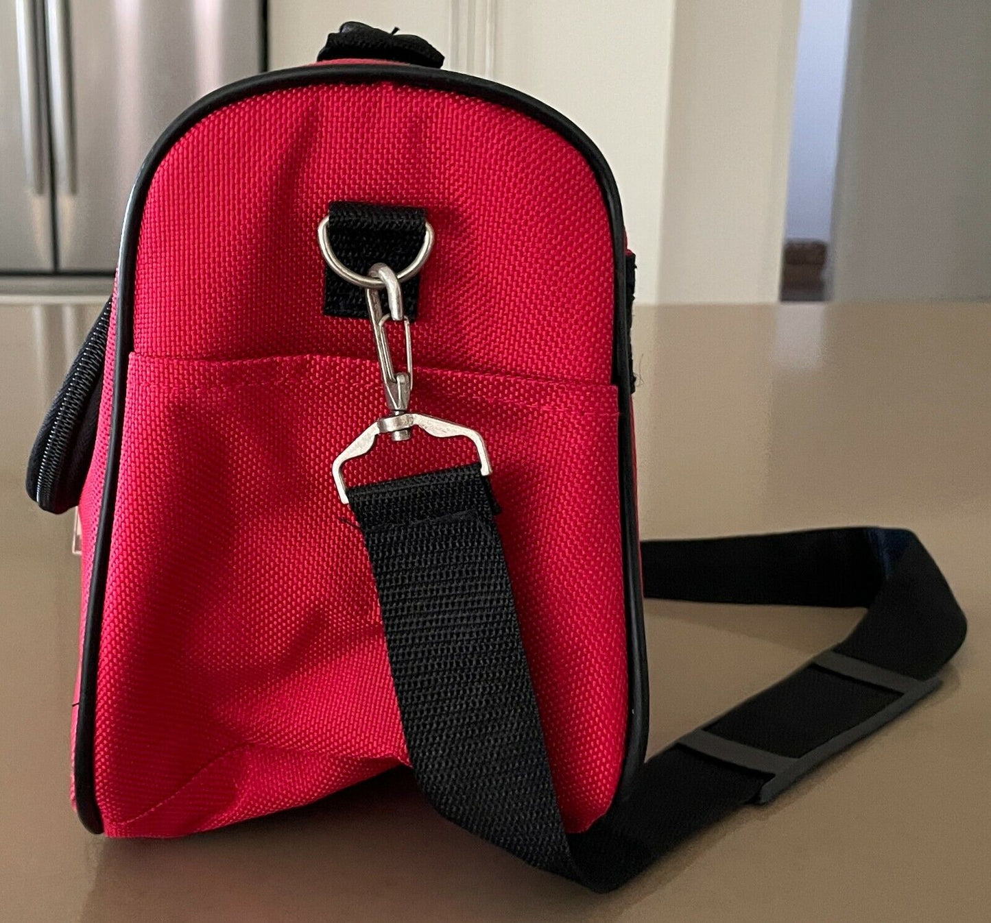 Makeup Bag MILANO Cabin Shoulder Bag Travel Canvas Red Black Trim LapTop Handle