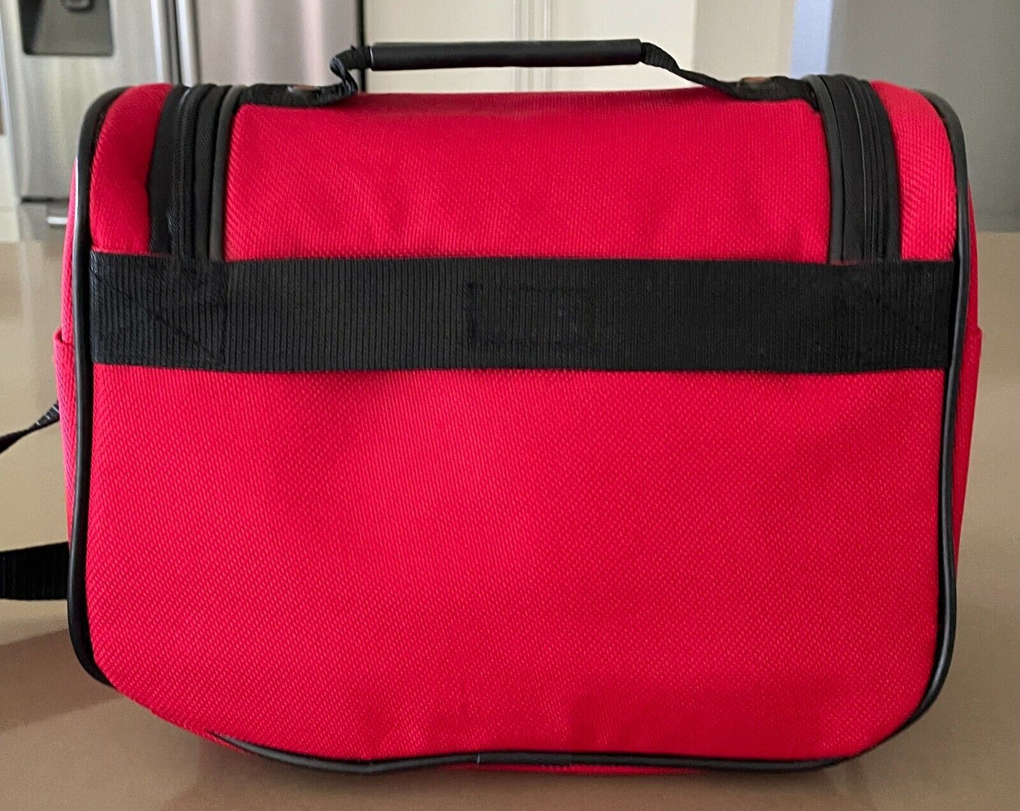 Makeup Bag MILANO Cabin Shoulder Bag Travel Canvas Red Black Trim LapTop Handle