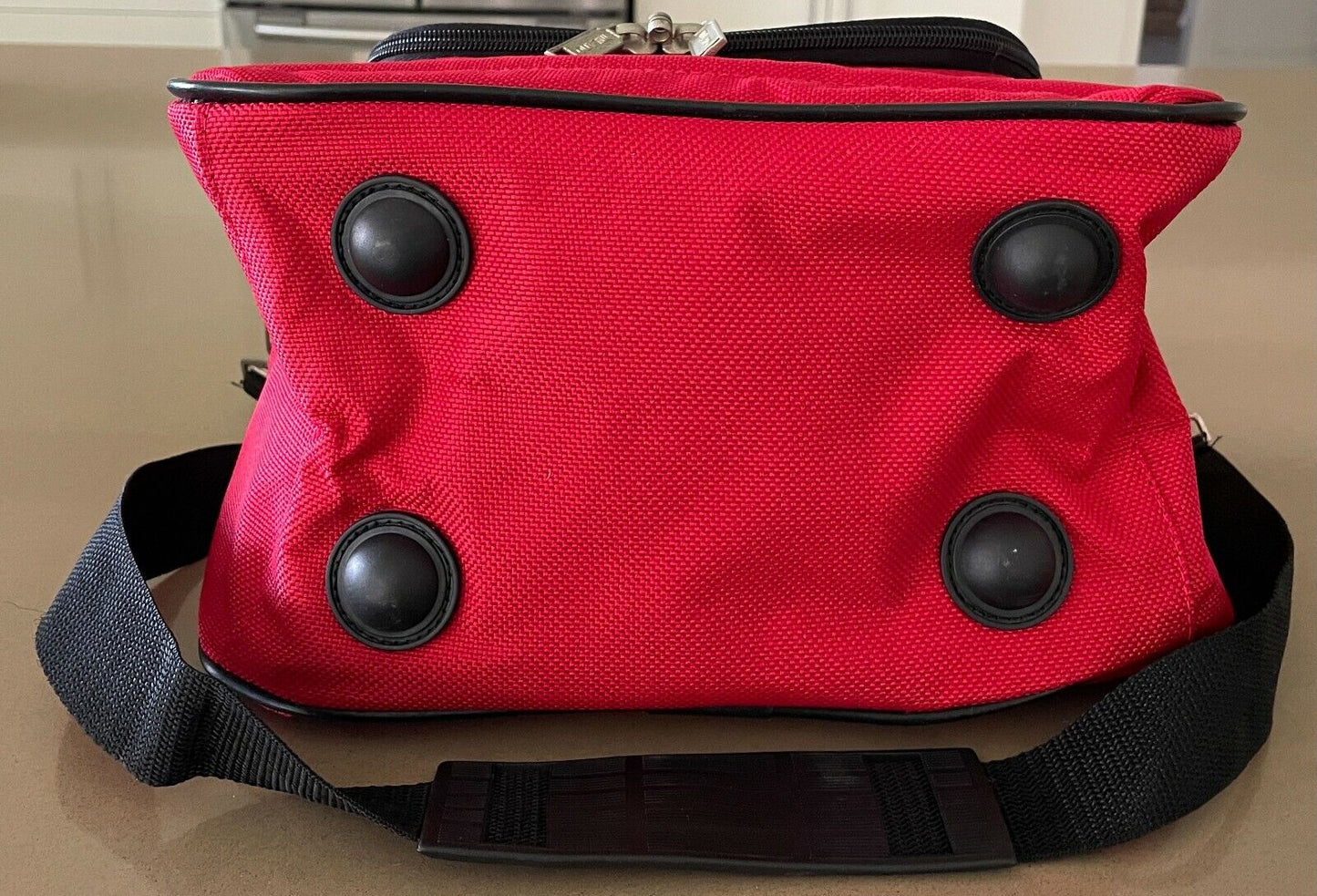 Makeup Bag MILANO Cabin Shoulder Bag Travel Canvas Red Black Trim LapTop Handle