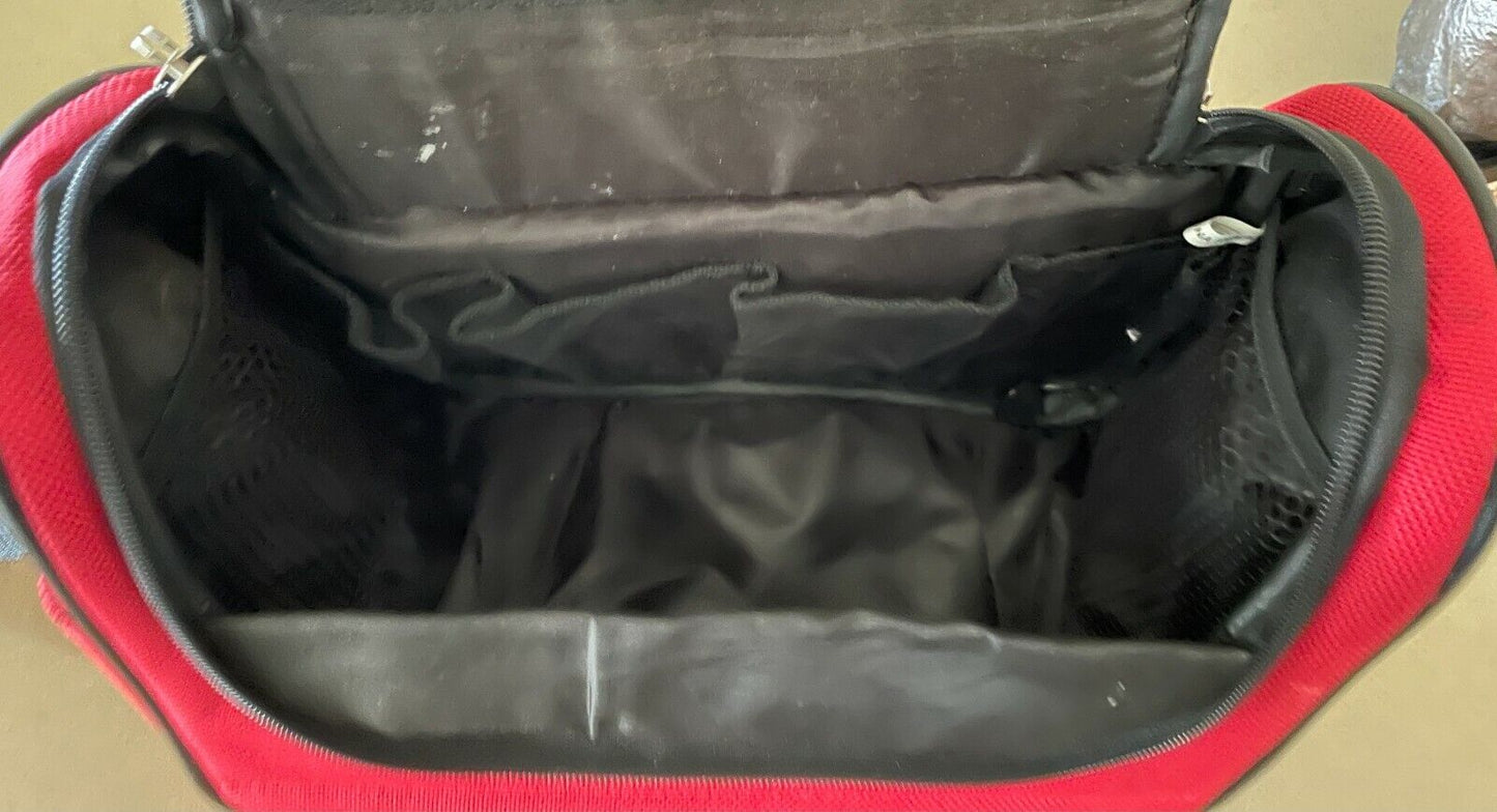 Makeup Bag MILANO Cabin Shoulder Bag Travel Canvas Red Black Trim LapTop Handle