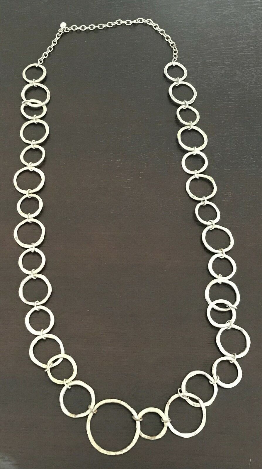 NECKLACE or BELT Unique Beaten Silver Tone Hollow Metal Circle Fashion Vintage