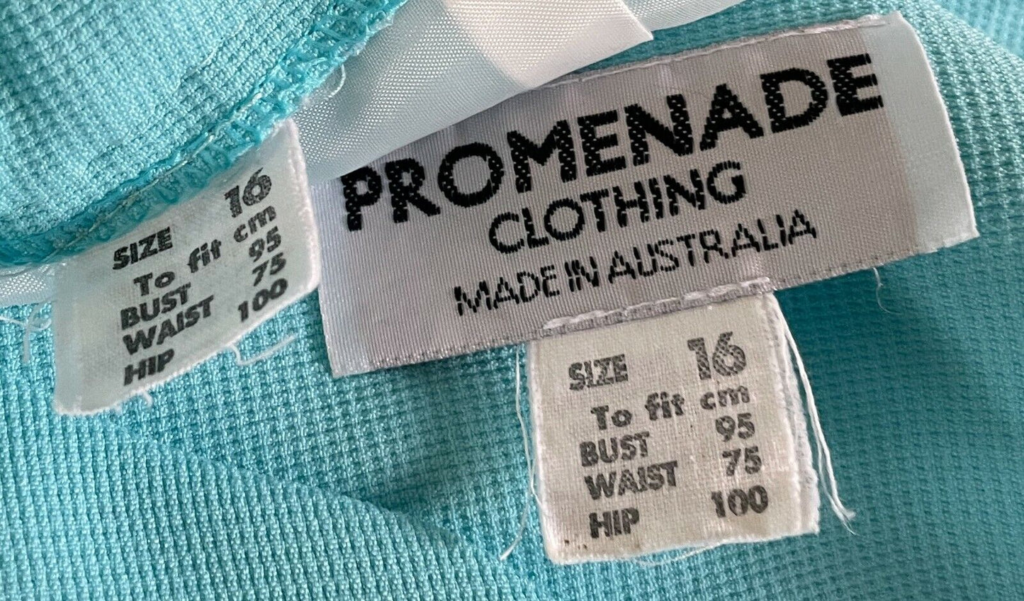 PROMENADE CLOTHING 2 Piece Jacket & Skirt Light Blue Set Size 16 1980's Vintage