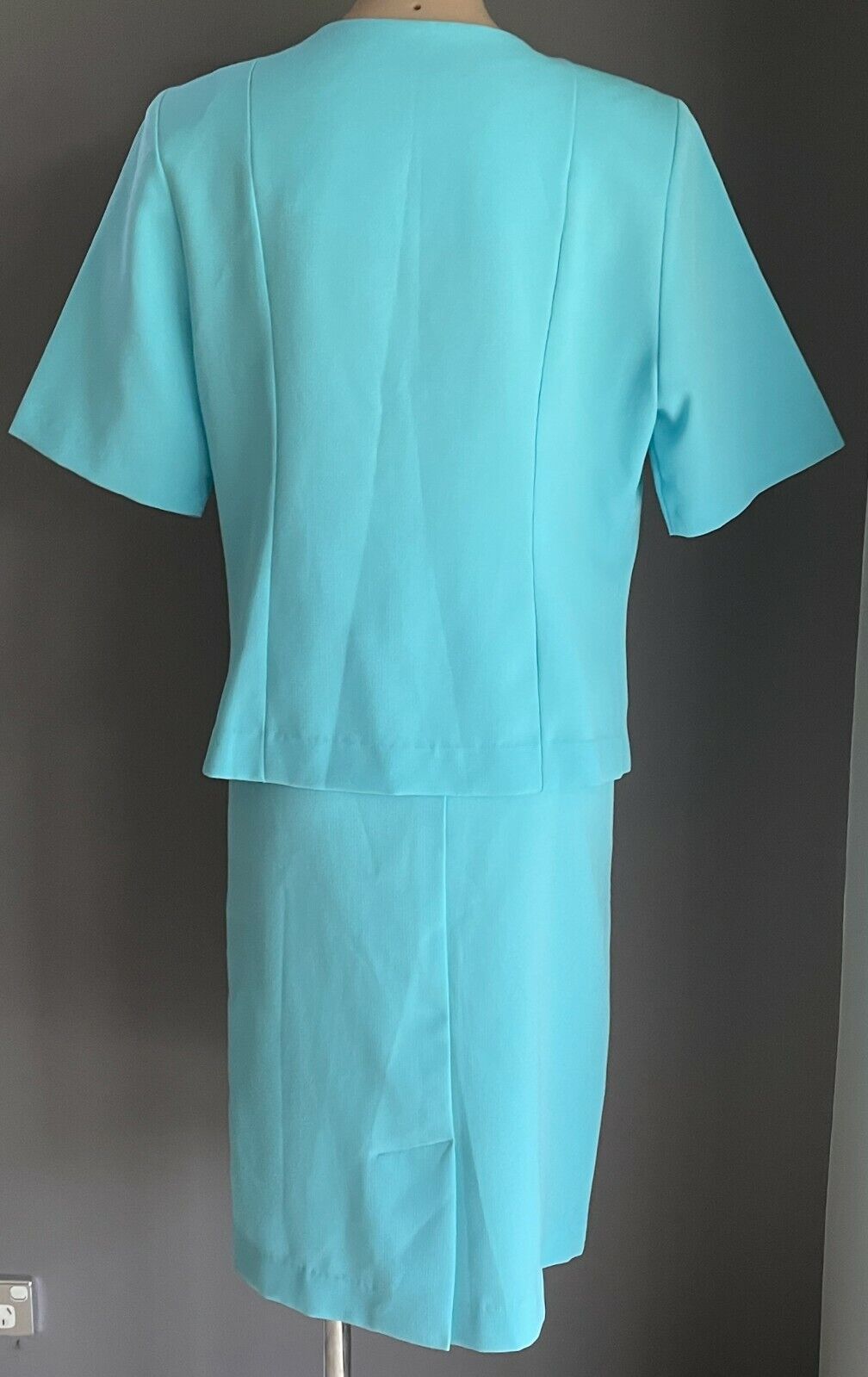 PROMENADE CLOTHING 2 Piece Jacket & Skirt Light Blue Set Size 16 1980's Vintage