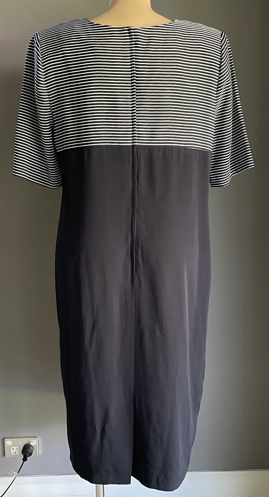 CHANTELLE BY ARC Dress Jacket Suit Navy & White 2 Piece Shift Set Size 20 1980s