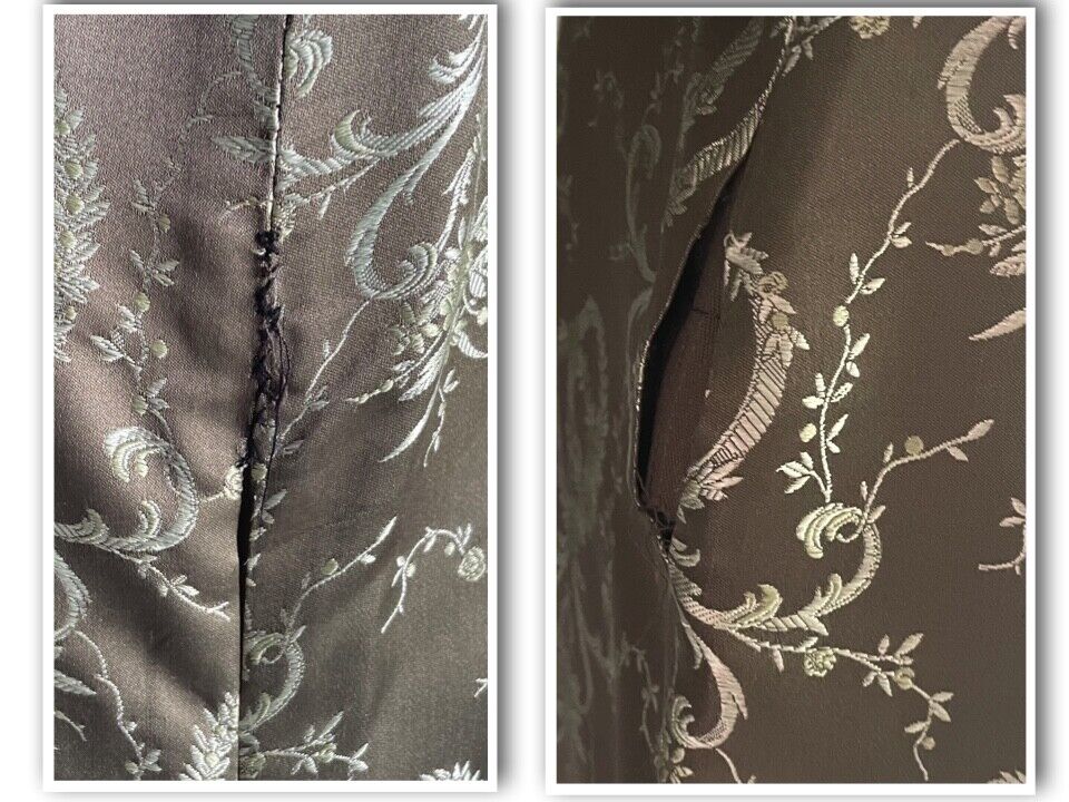 GEORGE GROSS 3 Piece Suit Brocade Khaki Jacket 8 Pants 10 Skirt 8 Vintage 1980's