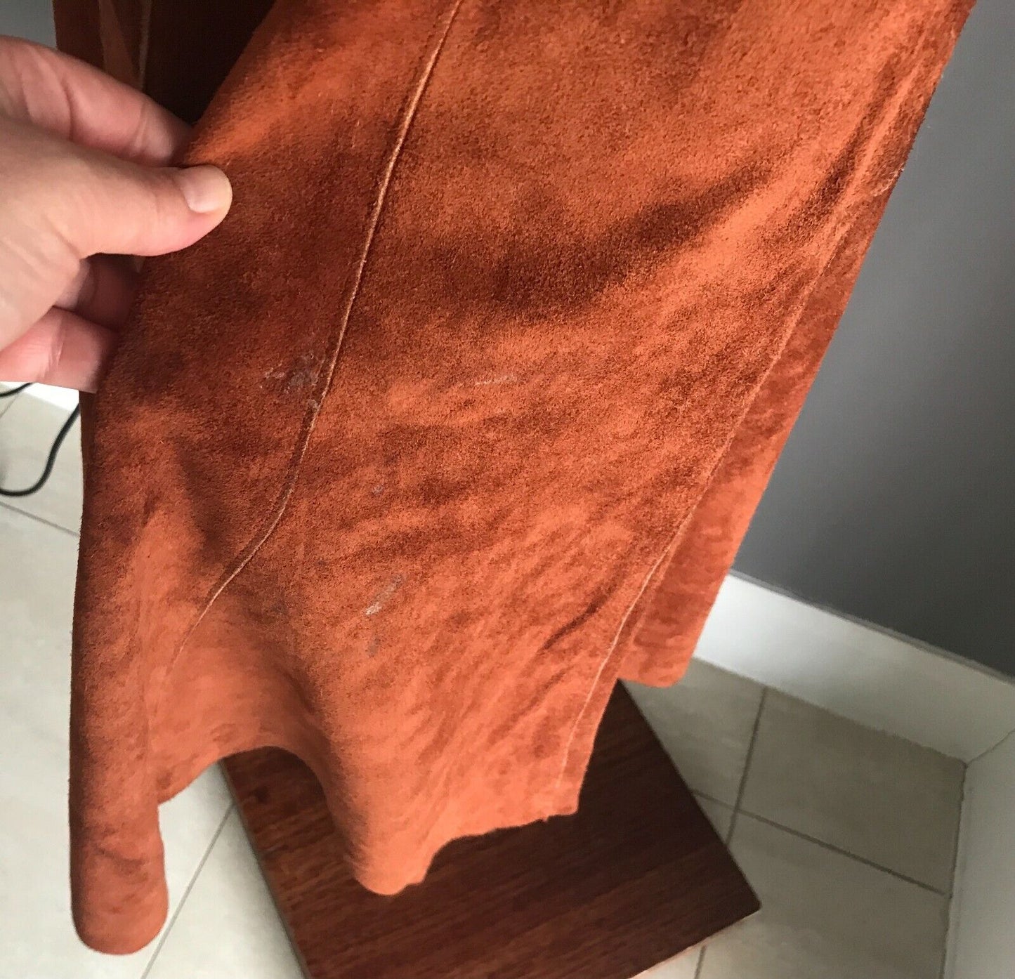 Vintage Tan SUEDE & LEATHERCRAFT Waistcoat & Skirt SizeSuit Sleeveless Vest 14