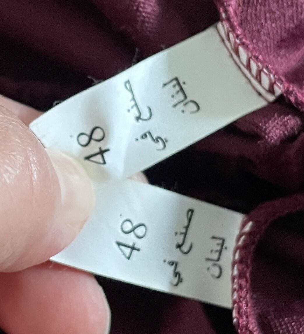 Pant Suit 2 Piece Burgundy Maroon Velour 3D Diamond L/Sleeve Top Pants 48 AU 18