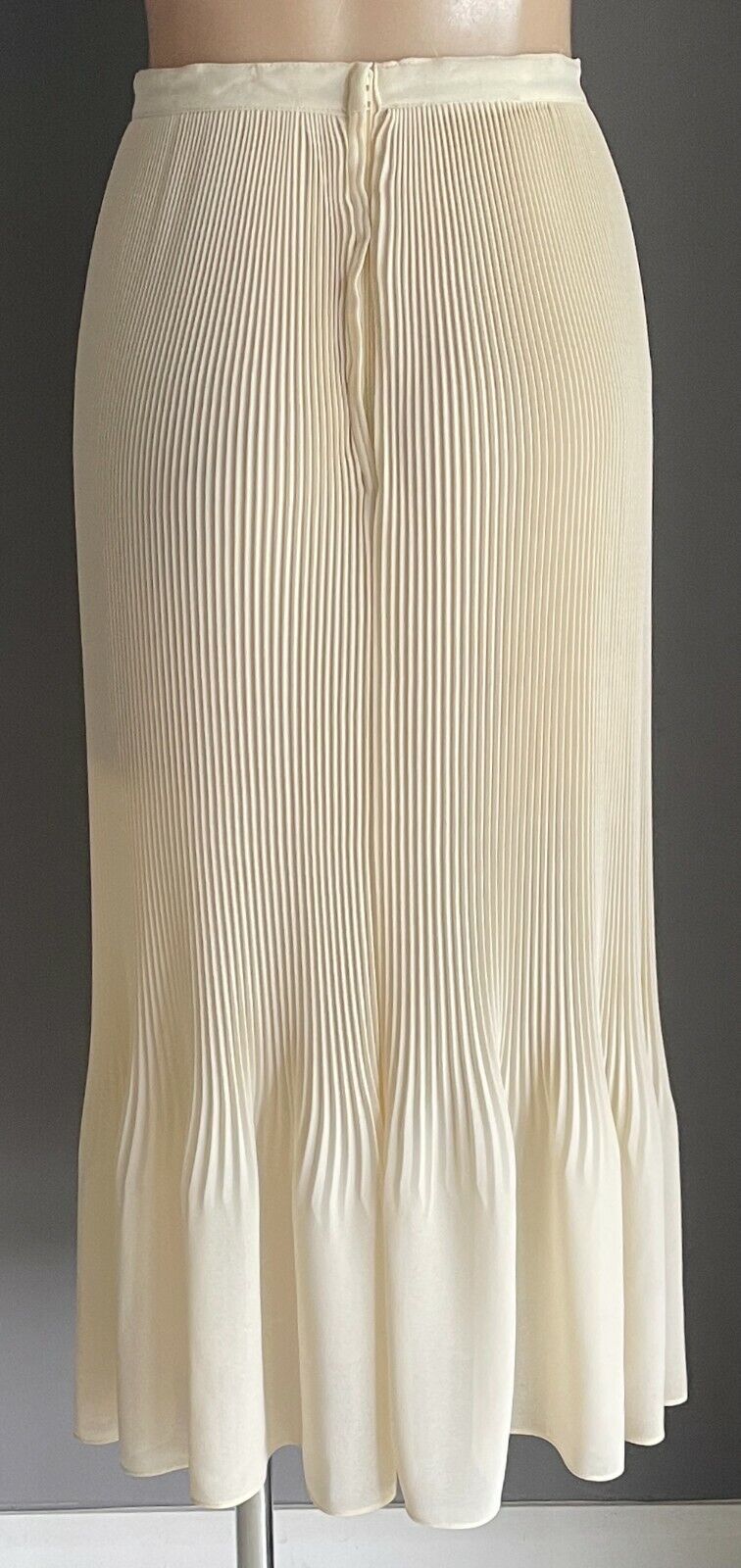 TRENT NATHAN Set Cream Lace Trim Blouse & Micro Pleat Midi Skirt Size 12 Vintage