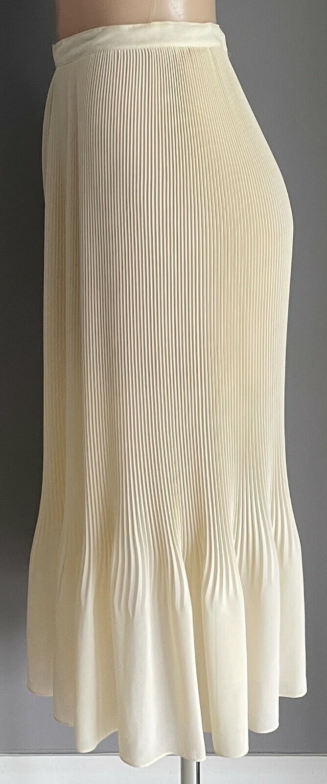 TRENT NATHAN Set Cream Lace Trim Blouse & Micro Pleat Midi Skirt Size 12 Vintage