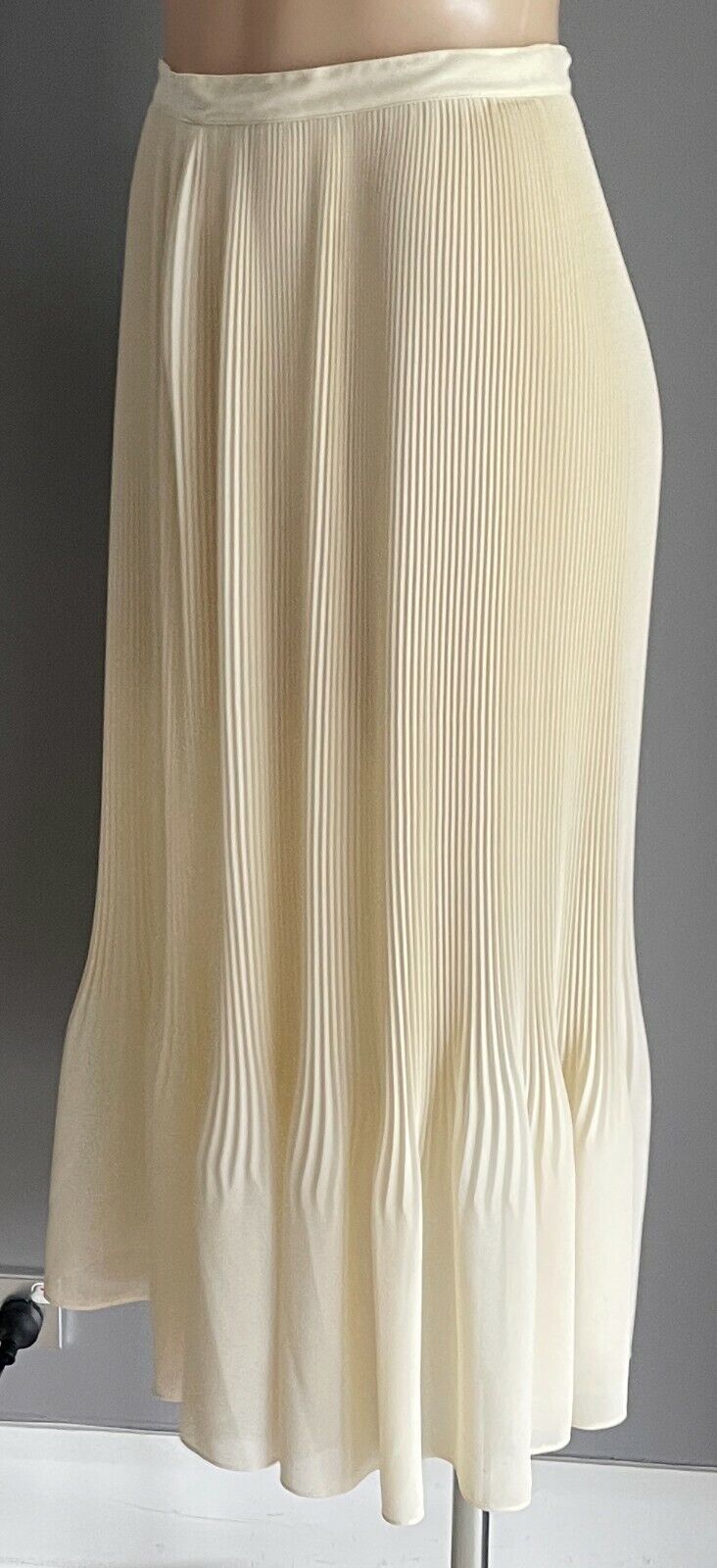 TRENT NATHAN Set Cream Lace Trim Blouse & Micro Pleat Midi Skirt Size 12 Vintage
