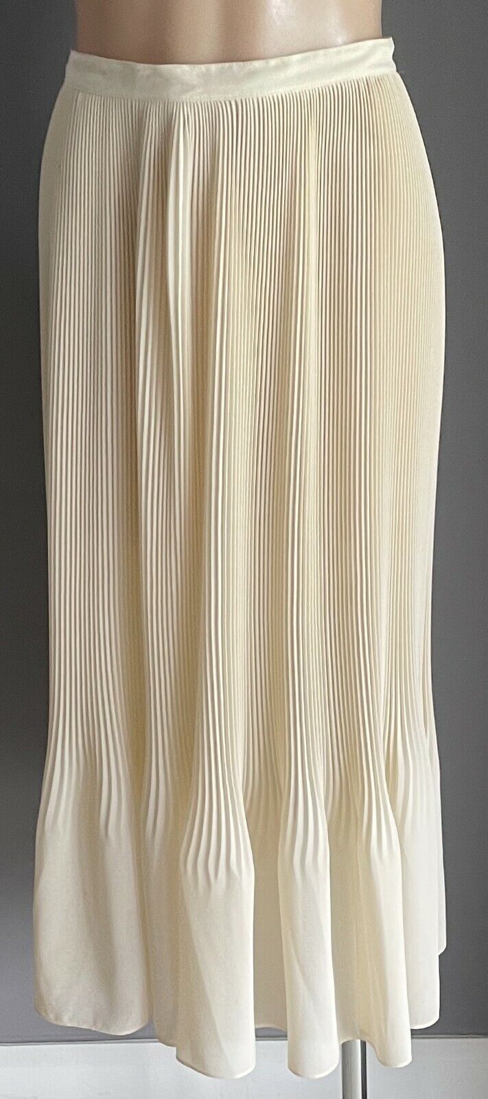 TRENT NATHAN Set Cream Lace Trim Blouse & Micro Pleat Midi Skirt Size 12 Vintage