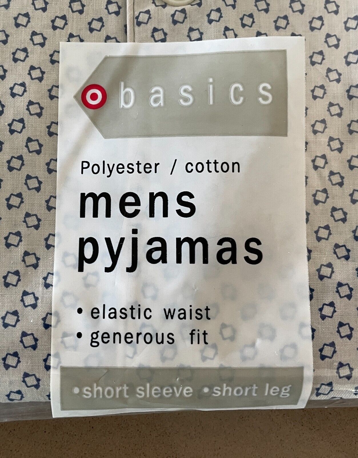TARGET Stone & Navy Print Shirt & Shorts 2 Pce Pyjamas PJs Set Mens XXL 112 NEW