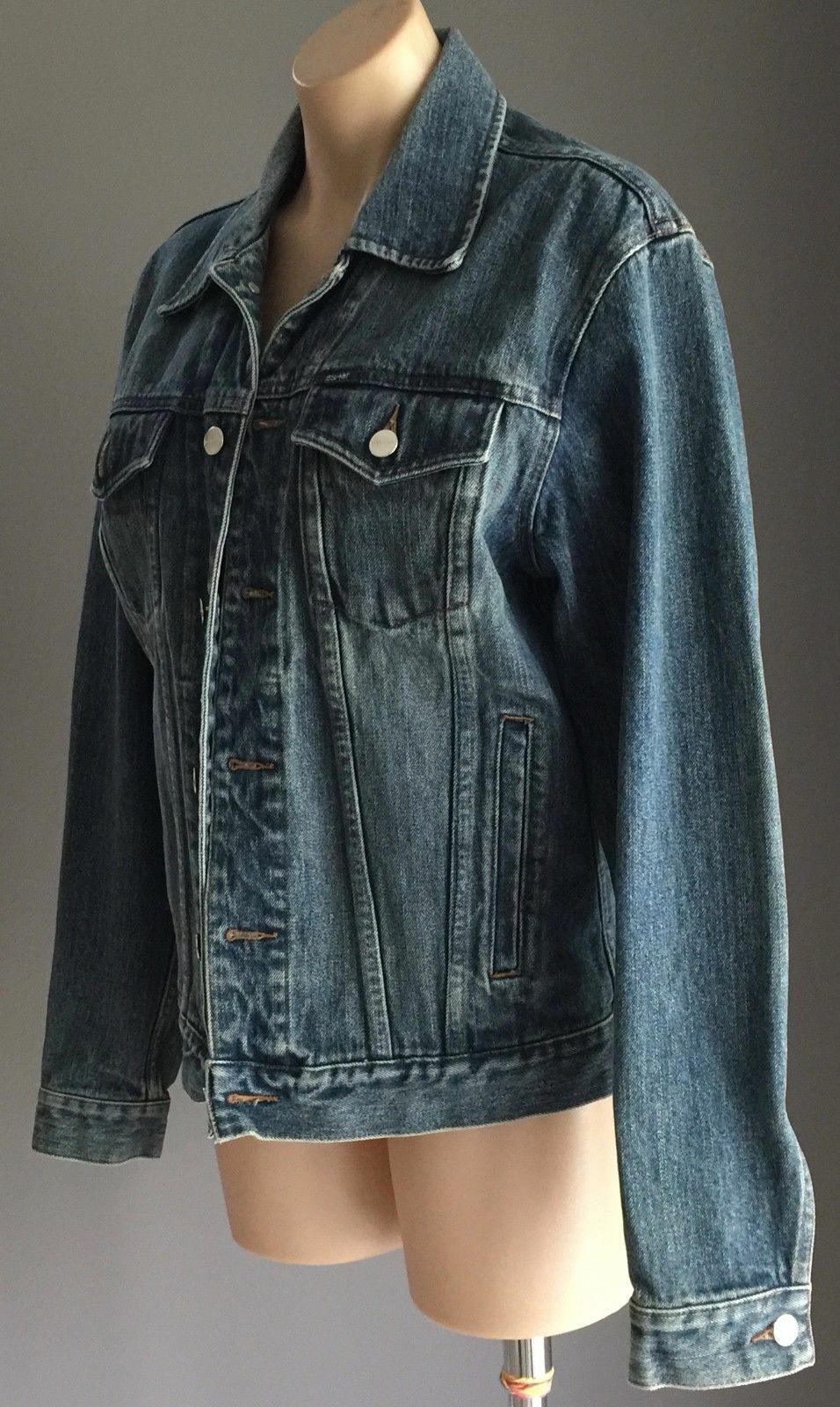 Mens Jeans Jacket ESPRIT Blue Denim Size M Retro Gem Bikers