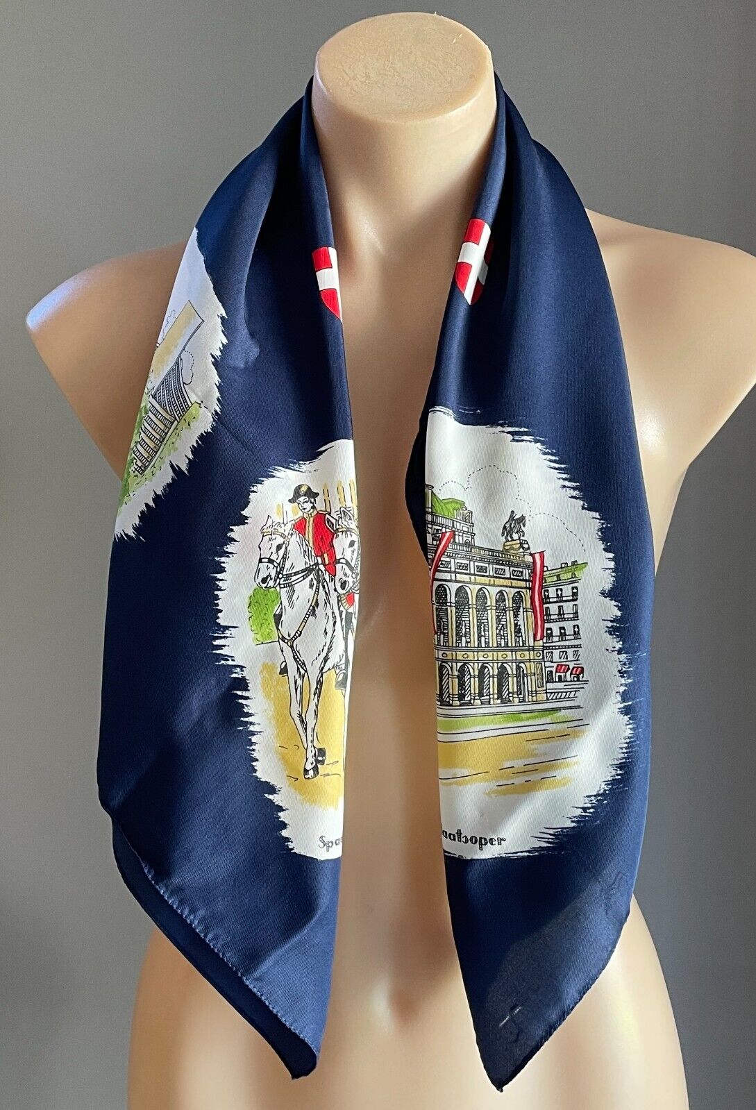 Neck Scarf WIEN VIENNA Austria Landmarks Historic Buildings Souvenir Europe 76cm