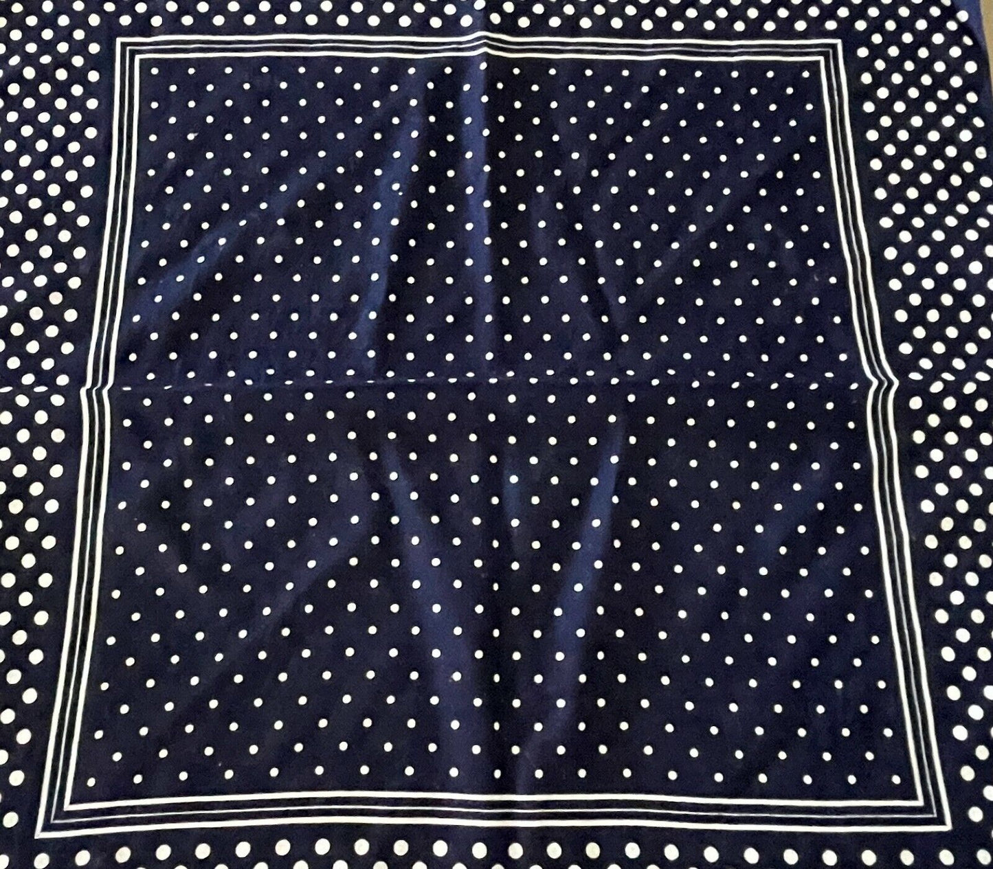 Neck Scarf HEAD Band Navy Blue & White Polka Dot Cotton ROCKABILLY 1950s NEW
