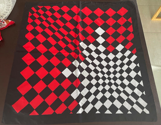 Neck Scarf Ladies Black Red & White Diamond Print  76cm x 80cm Rockabilly Pinup