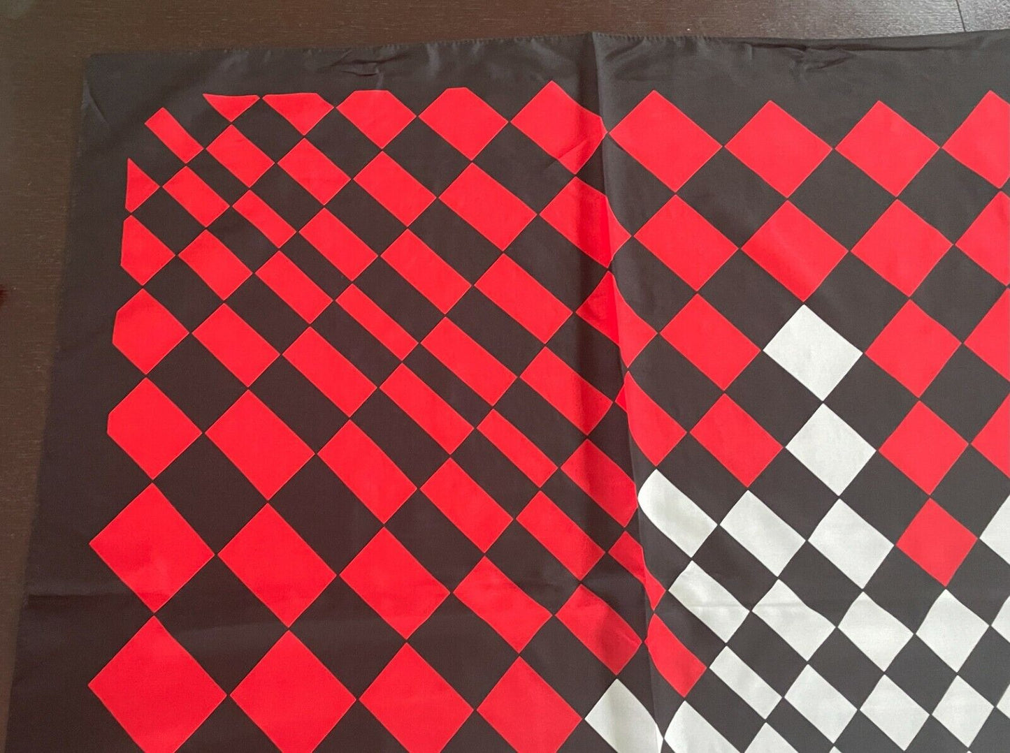 Neck Scarf Ladies Black Red & White Diamond Print  76cm x 80cm Rockabilly Pinup