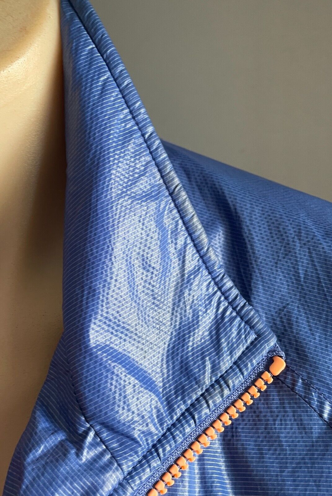 ZERO RESTRICTION Jacket Blue & Coral Trim Zip Front Wind Breaker Size L Golf