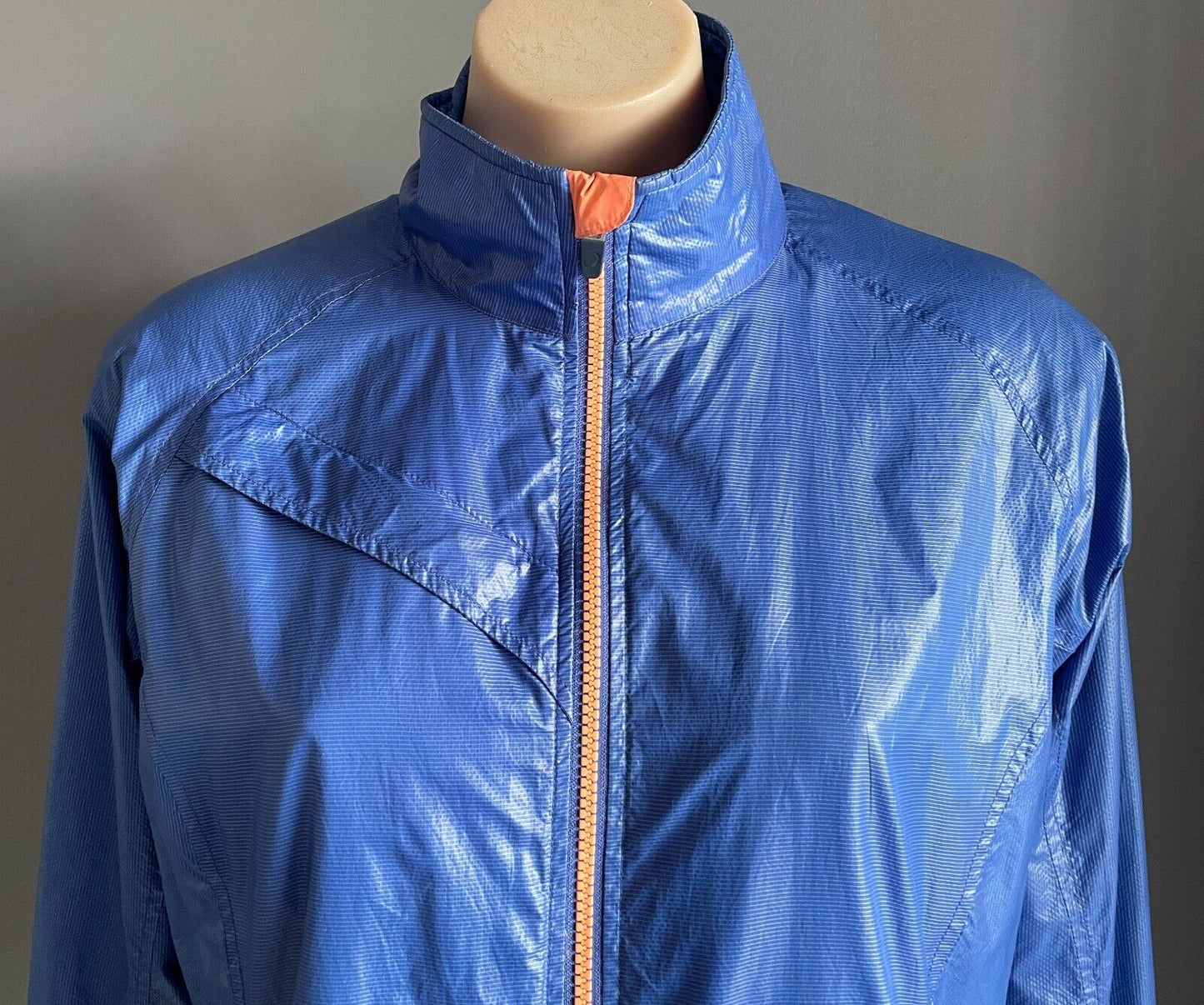ZERO RESTRICTION Jacket Blue & Coral Trim Zip Front Wind Breaker Size L Golf