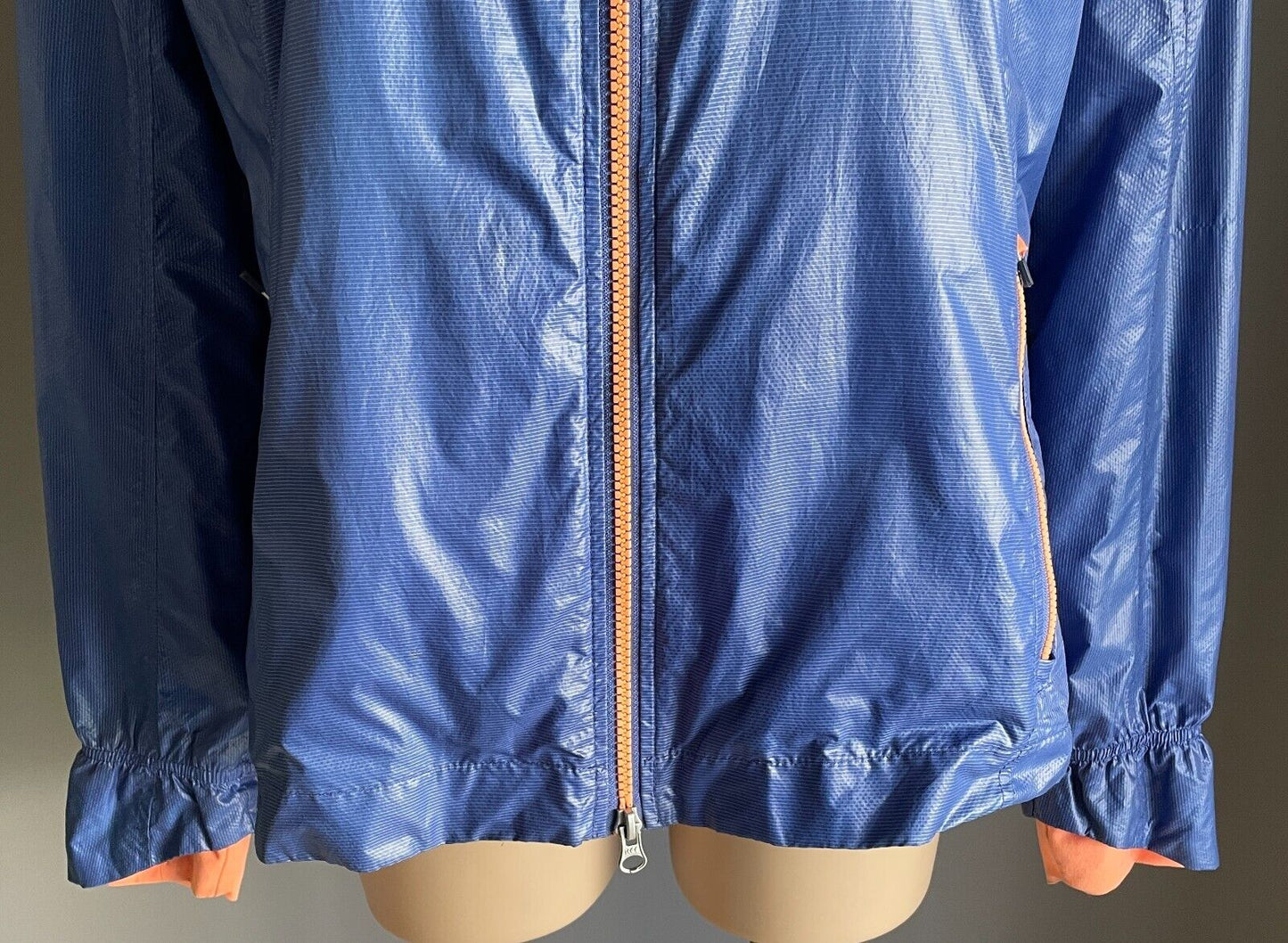 ZERO RESTRICTION Jacket Blue & Coral Trim Zip Front Wind Breaker Size L Golf