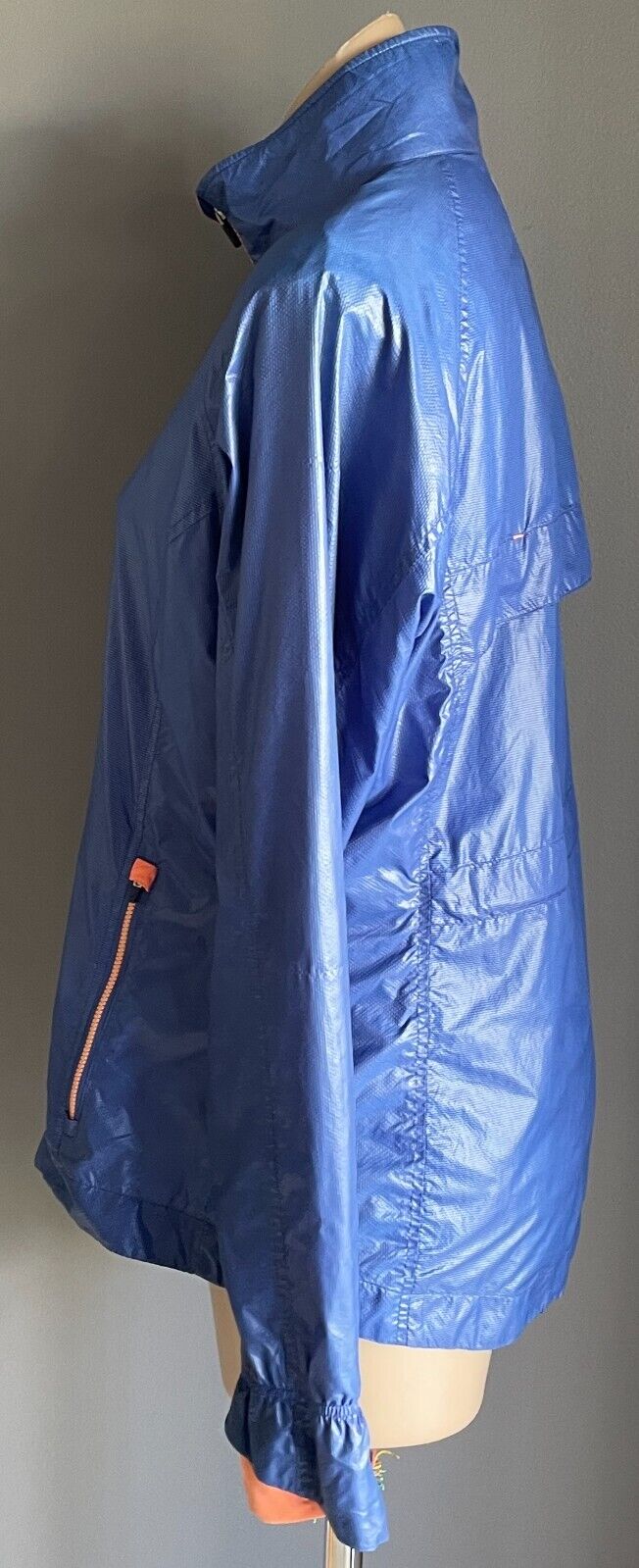 ZERO RESTRICTION Jacket Blue & Coral Trim Zip Front Wind Breaker Size L Golf