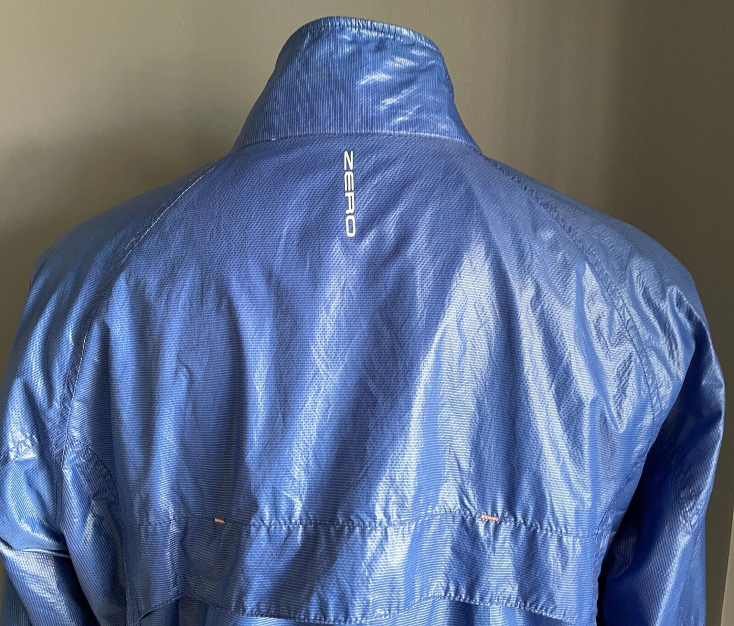 ZERO RESTRICTION Jacket Blue & Coral Trim Zip Front Wind Breaker Size L Golf
