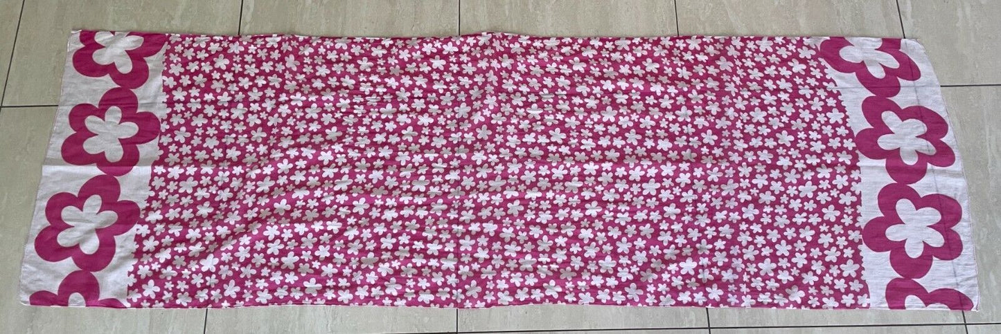Neck Scarf Pink & White Daisy Long Floral Print Light Cotton Rectangle Wrap