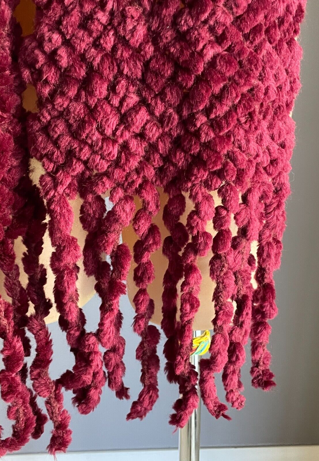 Neck Scarf Burgundy Handmade Soft Chunky Decorative Knit Fringed - Gorgeous