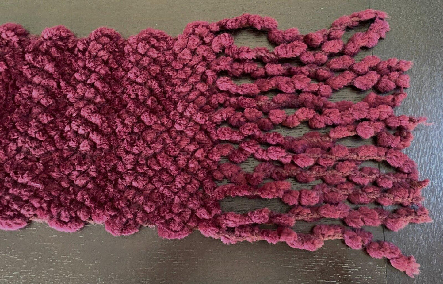 Neck Scarf Burgundy Handmade Soft Chunky Decorative Knit Fringed - Gorgeous