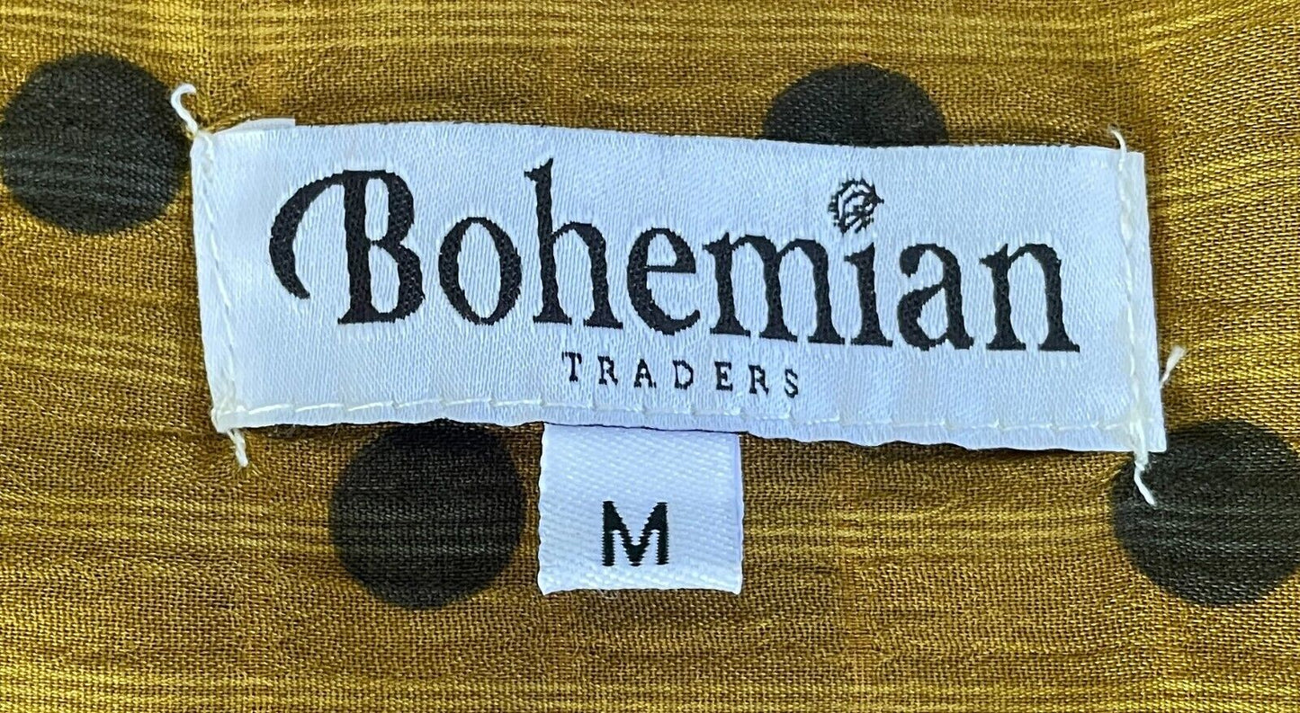 Neck Scarf  BOHEMIAN TRADERS Long Mustard and Black Polka Dot Rectangle