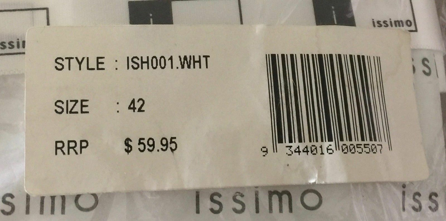 Mens ISSIMO White Long Sleeve Shirt Polyester Cotton Size 42 Business Pack NEW