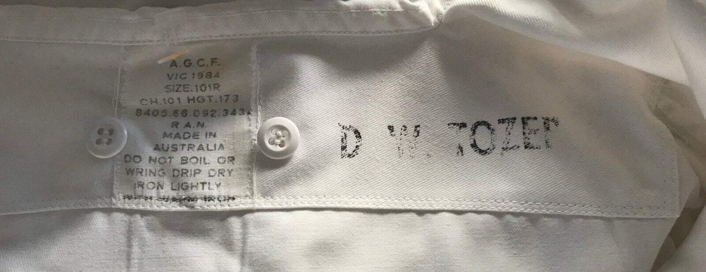 Mens Royal Australia Navy SAILOR White Top Size 101R Nautical Marine 1984 AGCF