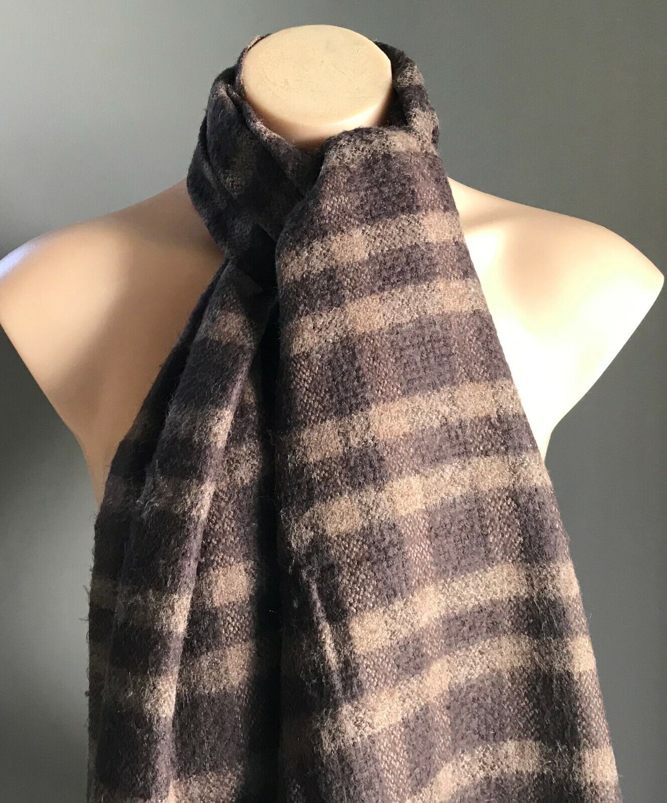 WITCHERYScarf Cashmere Feel Fringed Neck  Brown Check 160cm NEW