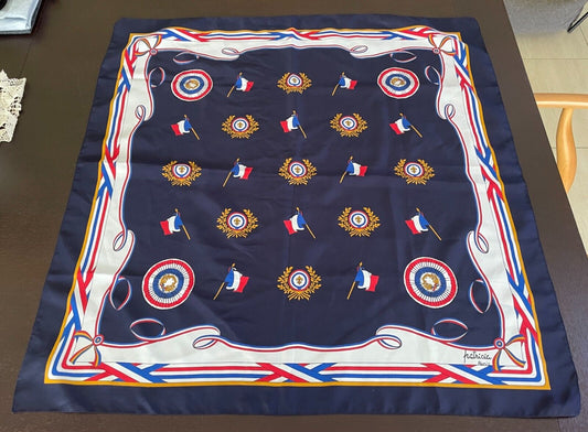 Neck Scarf Vintage PATRICIA PARIS Blue White Red French Flag Souvenir Wrap