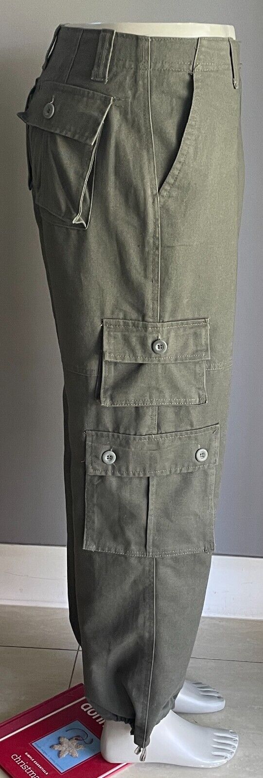 ABERCROMBIE & FITCH Cargo Pants Khaki Long Baggy Mens Size 34 84cm Waist NEW