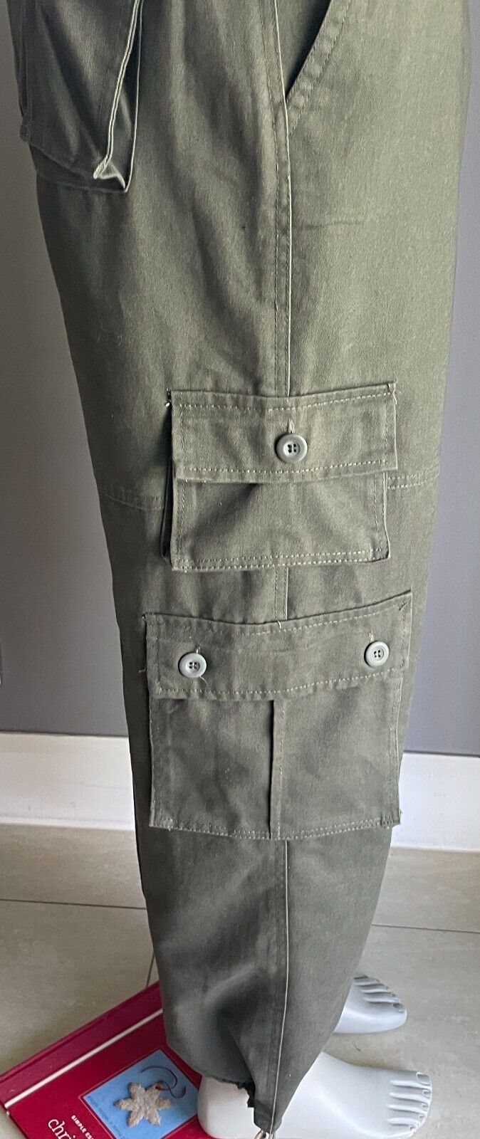 ABERCROMBIE & FITCH Cargo Pants Khaki Long Baggy Mens Size 34 84cm Waist NEW
