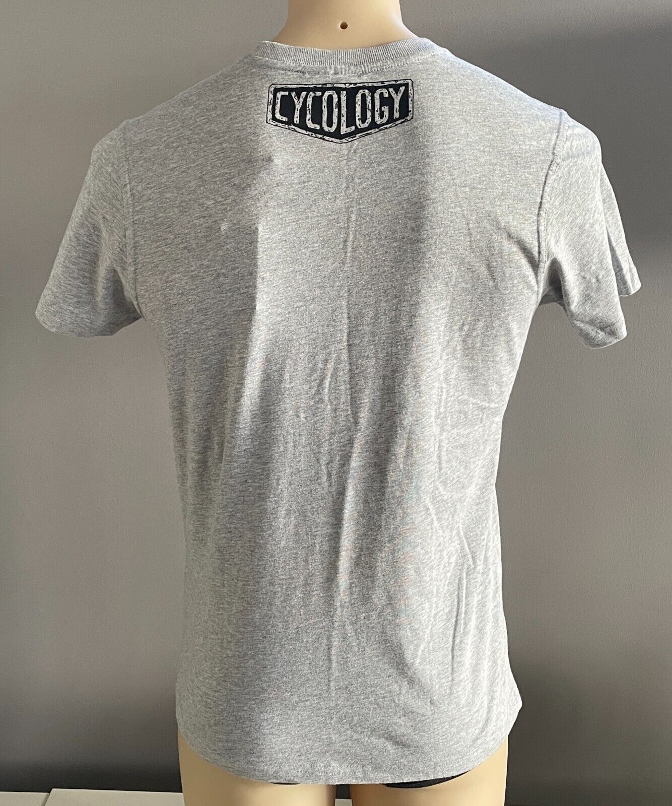 Mens CYCOLOGY "Only on a Bike" T-Shirt Grey Marl Print Sh/Sleeve Tee Size S NEW
