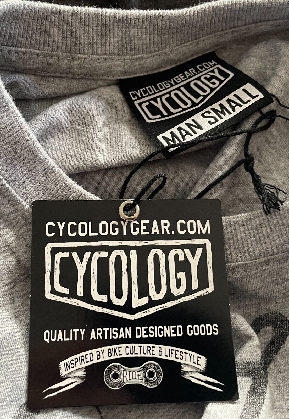 Mens CYCOLOGY "Only on a Bike" T-Shirt Grey Marl Print Sh/Sleeve Tee Size S NEW